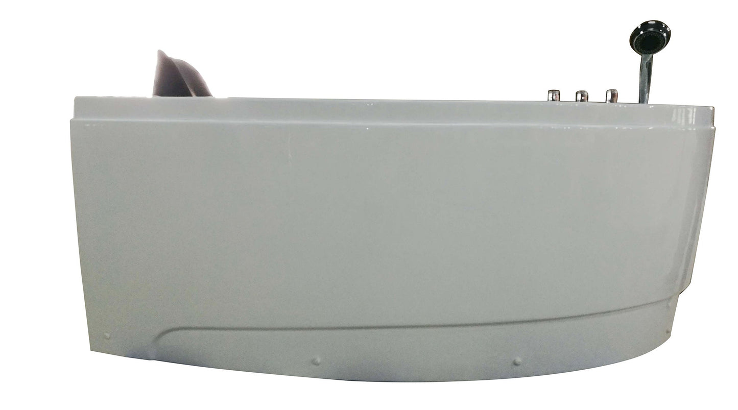 EAGO AM161-R 5' Single Person Corner White Acrylic Whirlpool Bath Tub - Drain on Right