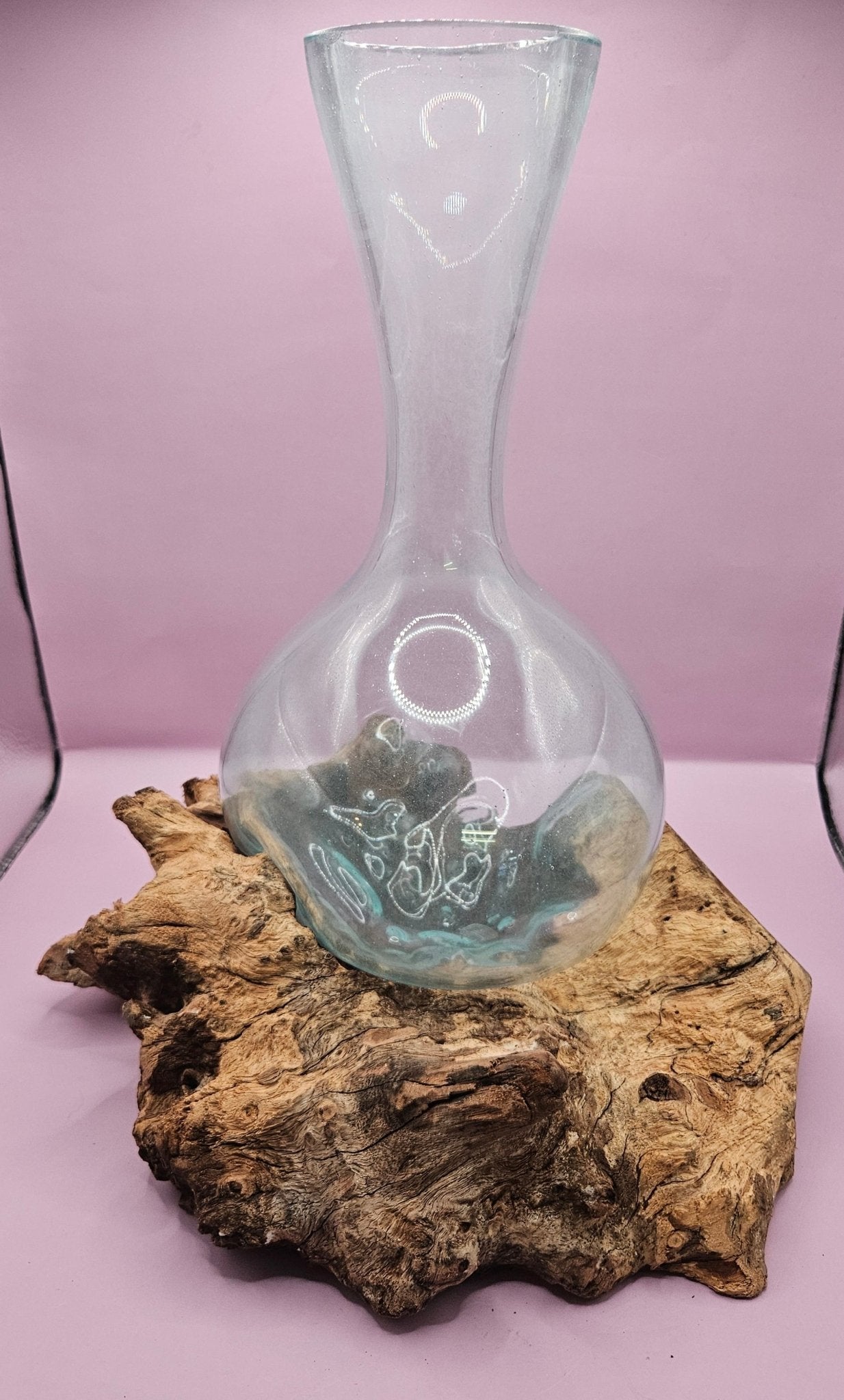 Teak Wood Root and Molten Glass Vase- Driftwood