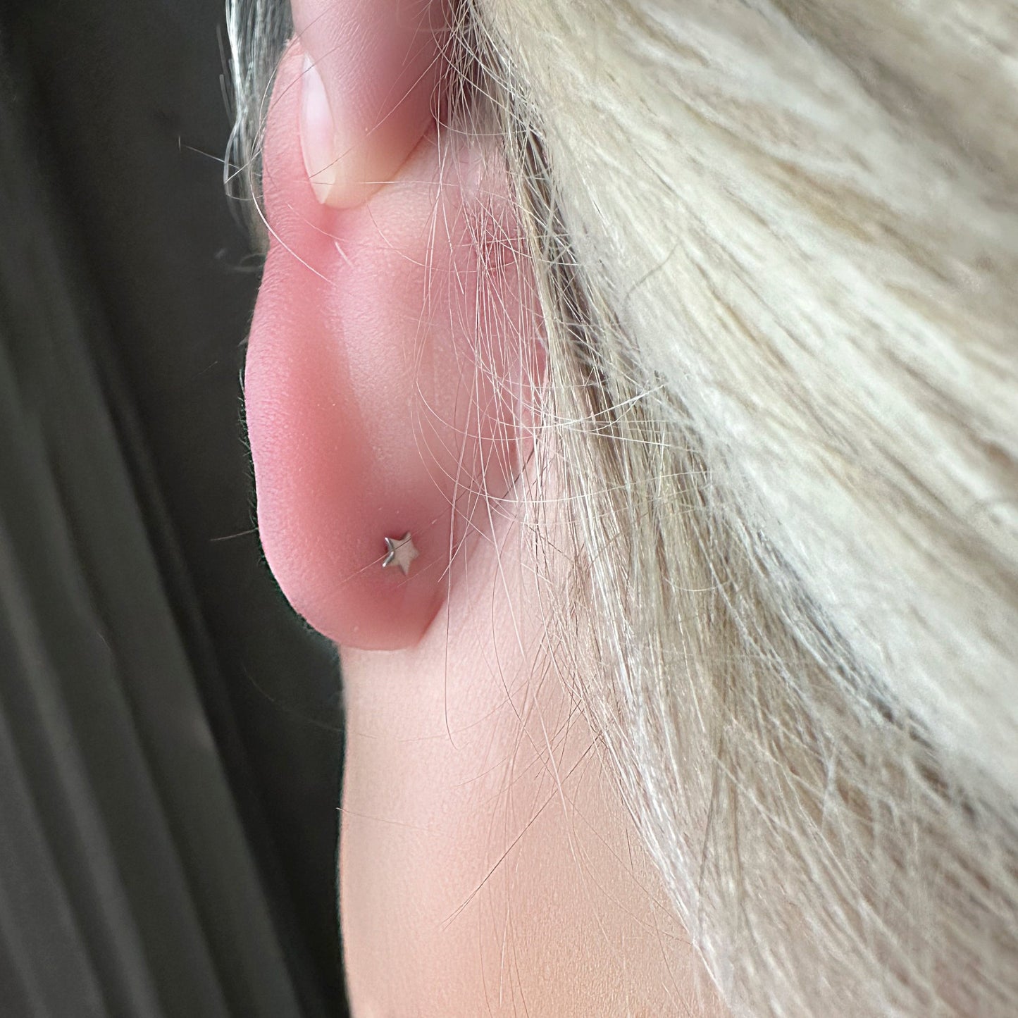 Medical Grade Titanium Flat Back Earring 18G 3mm CZ Reversible Star