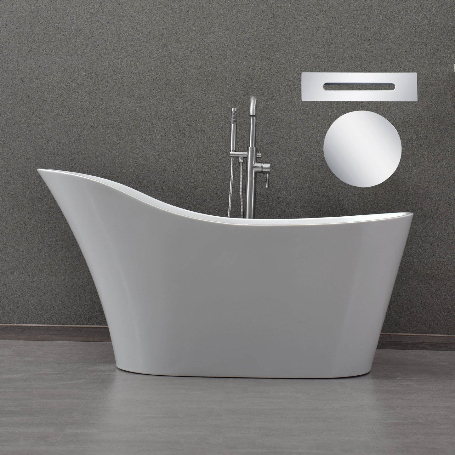 WOODBRIDGE 59" Acrylic Freestanding Bathtub Contemporary Soaking Tub