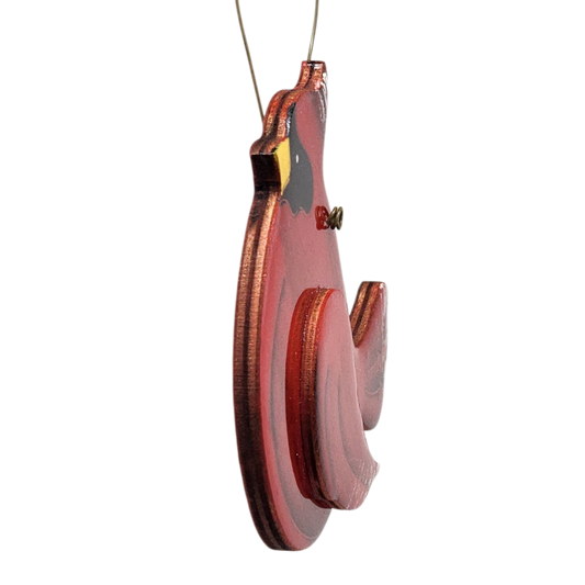 Wooden Cardinal Ornament - In flight facing Left
