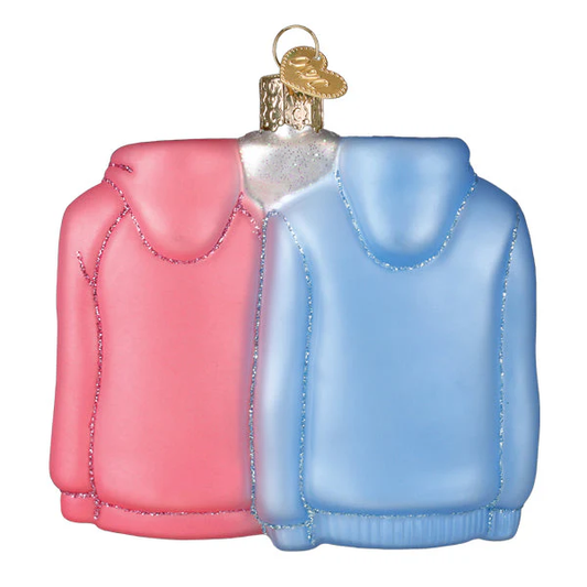 Mr And Mrs Hoodies Glass Ornament