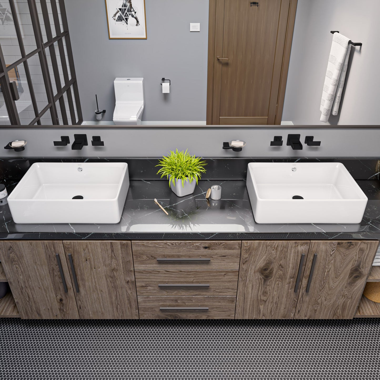 EAGO BA131 20" RECTANGULAR CERAMIC ABOVE MOUNT BASIN VESSEL SINK
