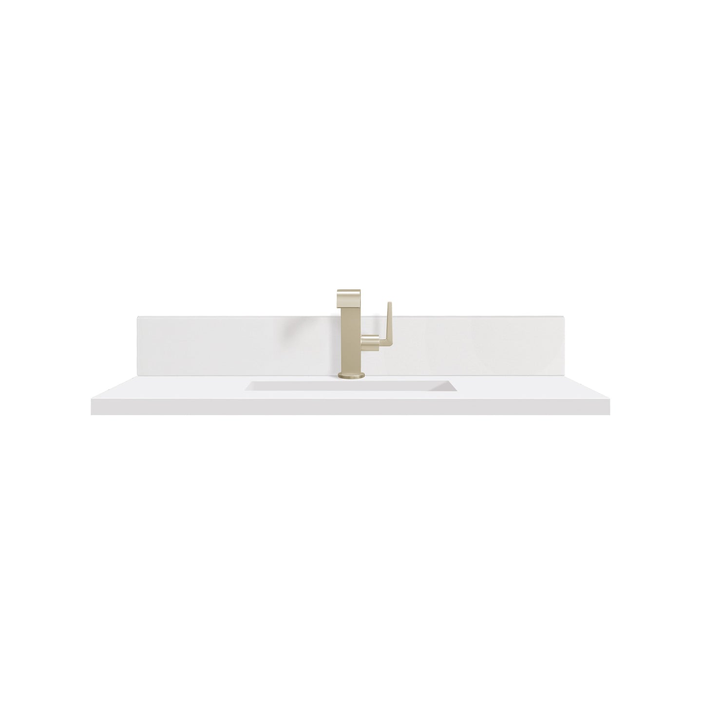 36" Single Top, Single-Hole, 3 CM White Zeus Silestone w/ Backsplash & Sink