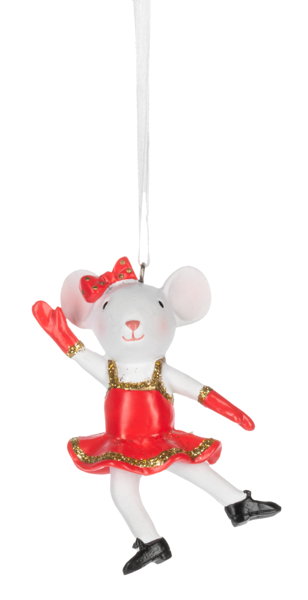 Dancing Mouse Ornaments - Red Dress