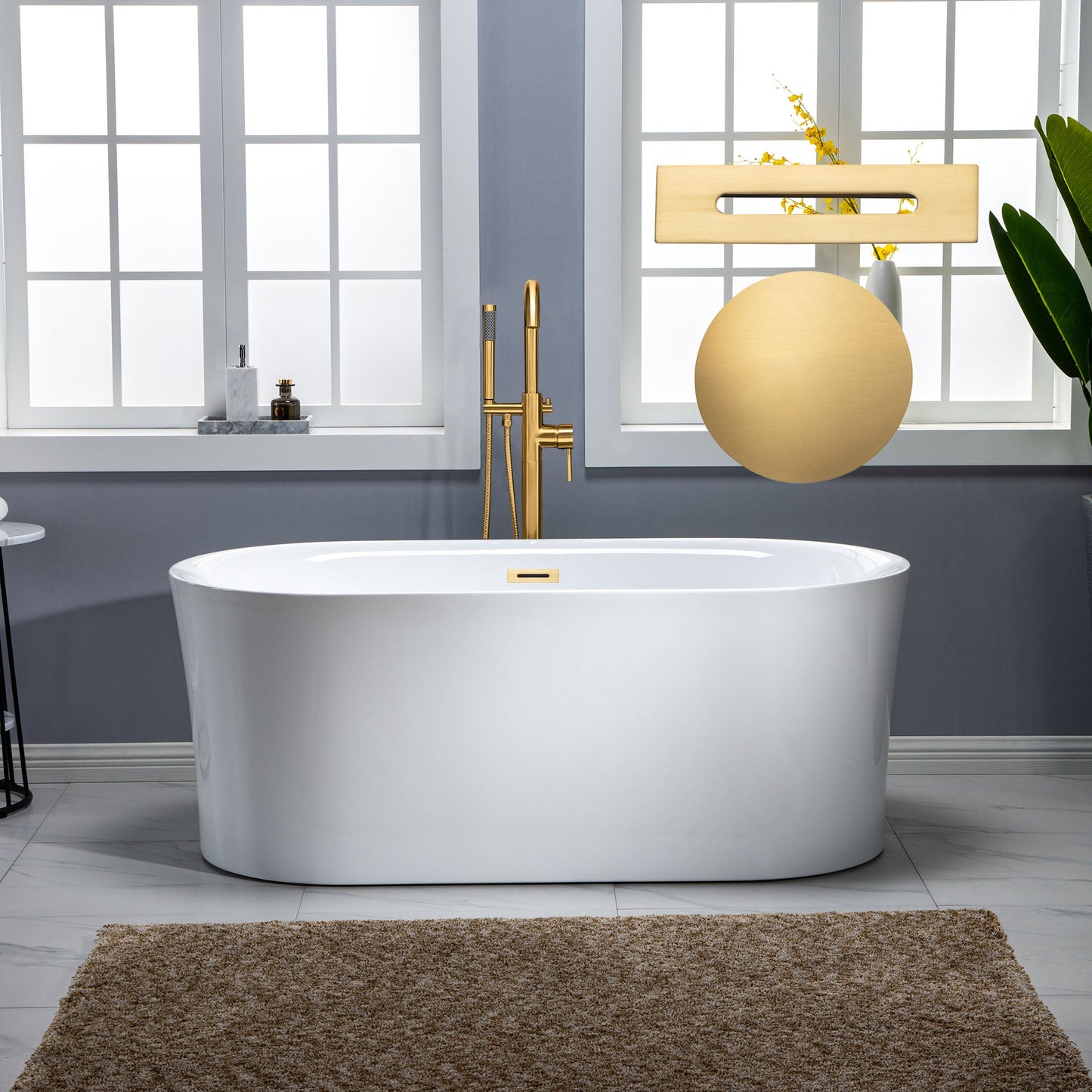 WOODBRIDGE 67" Contemporary Freestanding Acrylic Air Bubble Soaking Bathtub