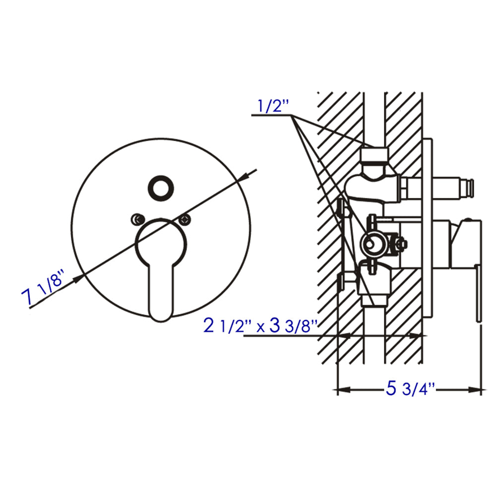 ALFI brand AB3101 Shower Valve Mixer with Rounded Lever Handle and Diverter