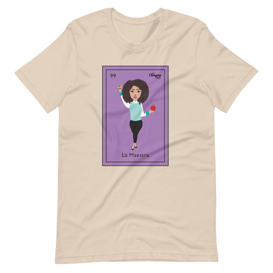 La Maestra Curly Hair Mexican Lotería Card T-Shirt