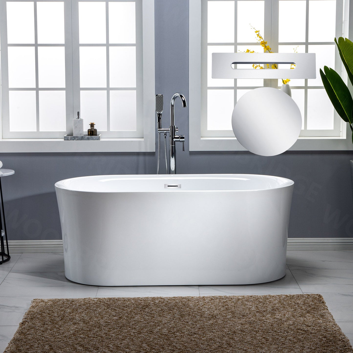 WOODBRIDGE 67" Contemporary Freestanding Acrylic Air Bubble Soaking Bathtub