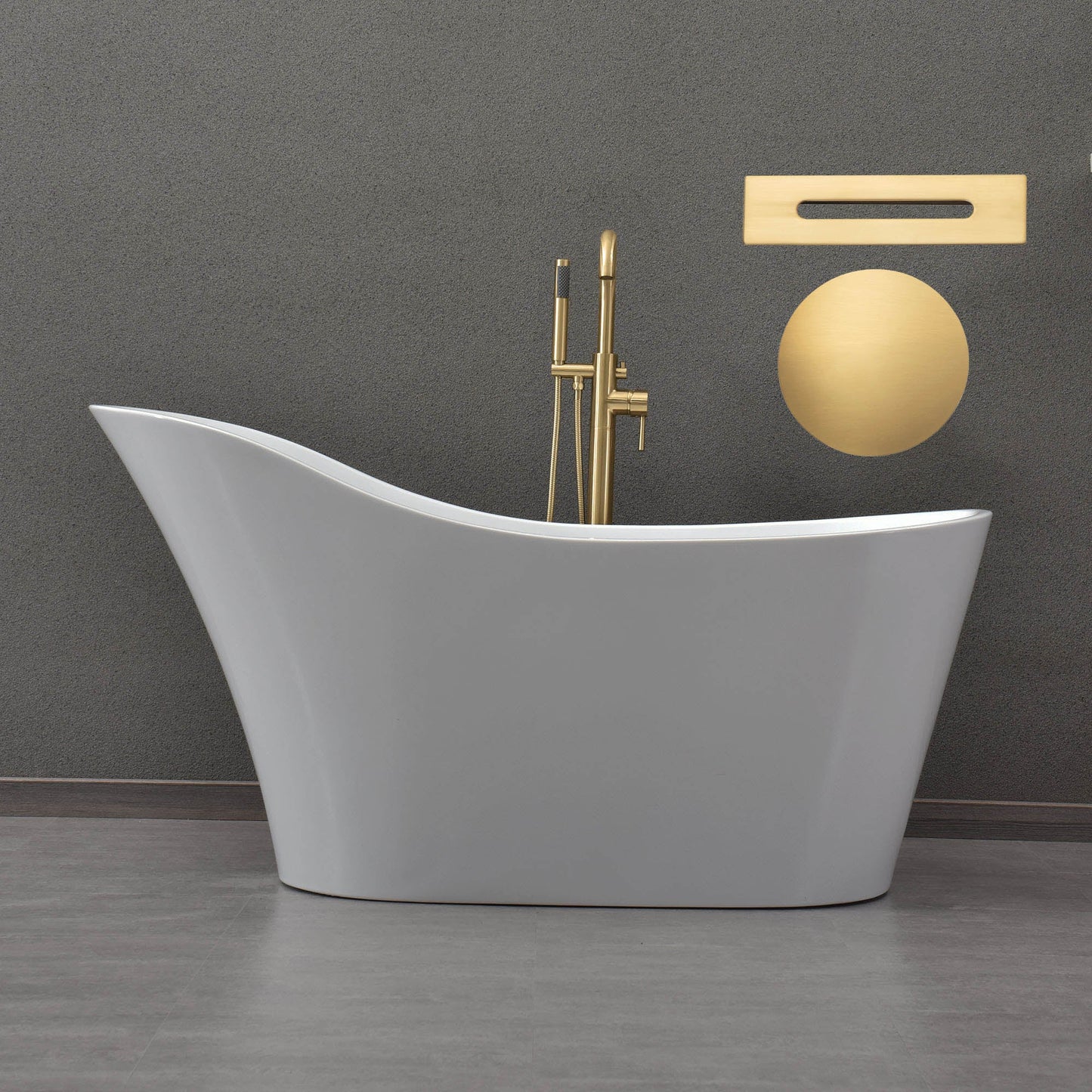 WOODBRIDGE 59" Acrylic Freestanding Bathtub Contemporary Soaking Tub