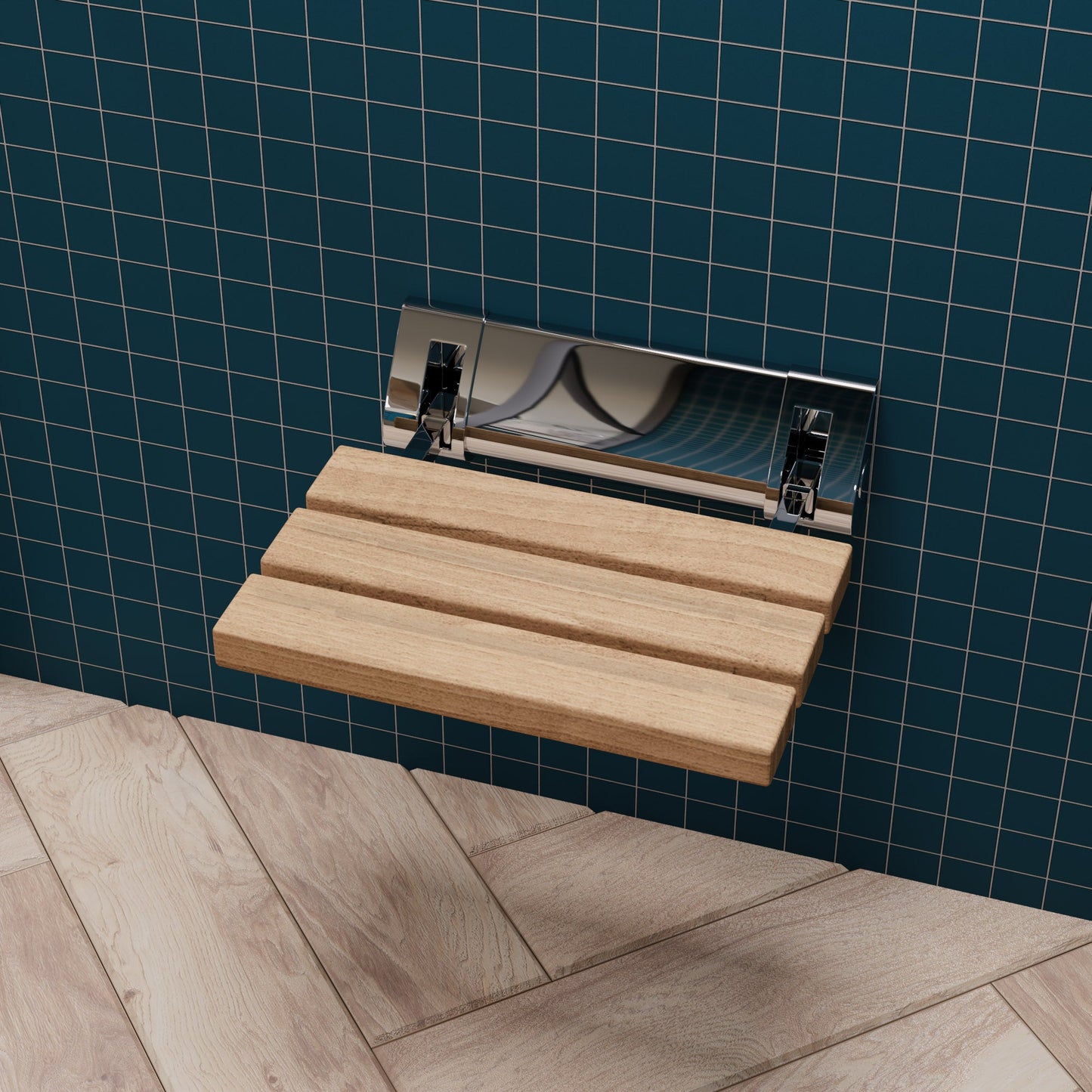 ALFI brand ABS14 14" Folding Teak Wood Shower Seat Bench