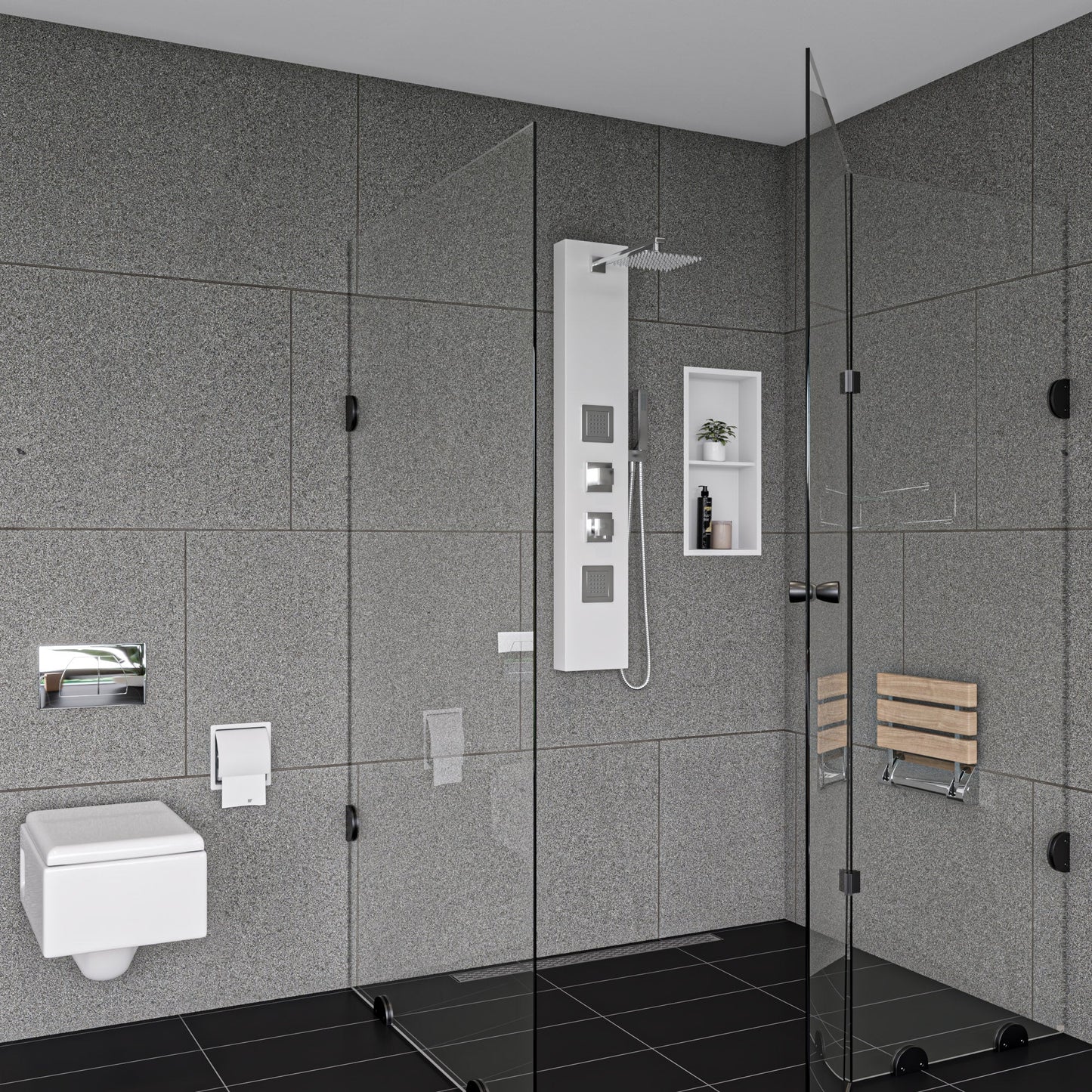 ALFI brand ABSP60W White Aluminum Shower Panel with 2 Body Sprays and Rain Shower Head