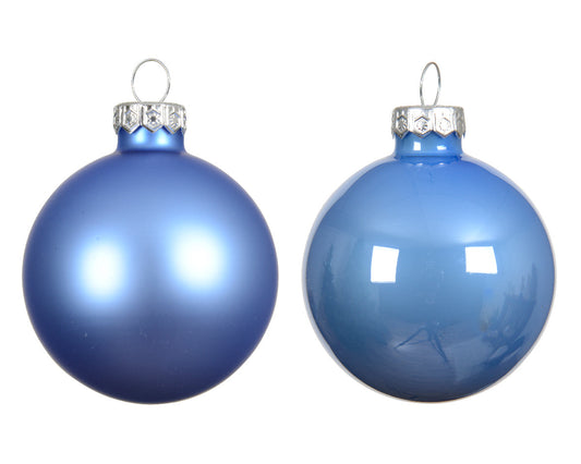 Glass 2.4" Ornaments - 10 piece Set - Sky Blue