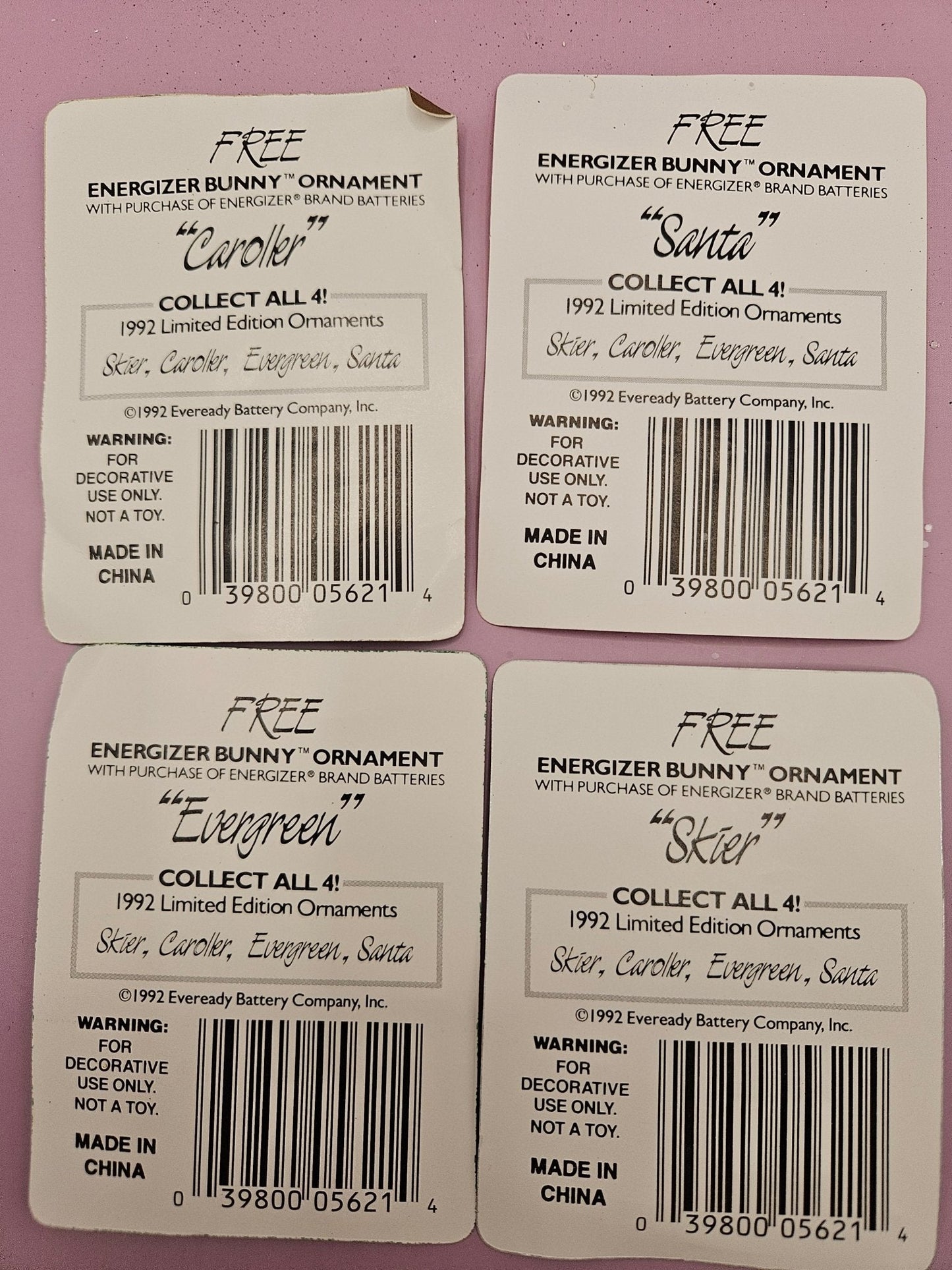 Vintage 1992 Limited Edition Energizer Bunny Ornament (4 Styles Available)