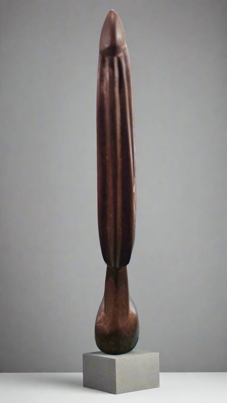 Vintage African Tribal Statue – Solid Wood 16"x3.5"