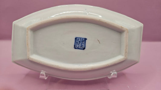 Vintage Blue & White Porcelain Boat-Shaped Dishes - 6.5"x3.7" Elegant Asian-Inspired Tableware
