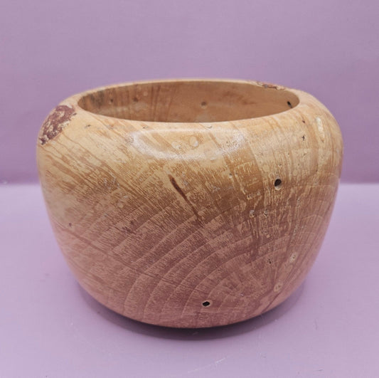 Vintage Hand-Turned Wooden Bowl – 5" x 7" – Rustic Farmhouse Decor