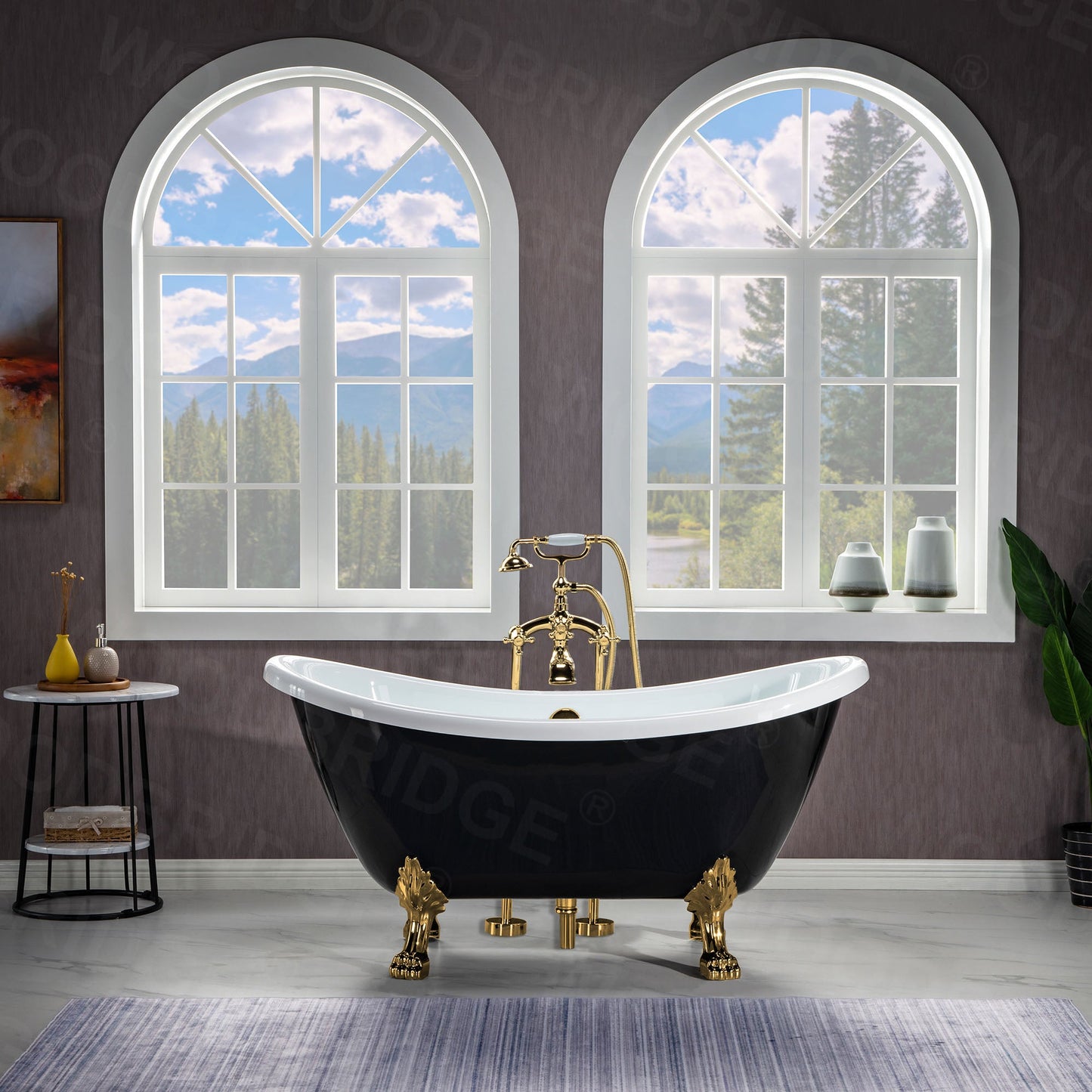 WOODBRIDGE 59" Heavy Duty Acrylic Double Slipper Clawfoot Bath Tub