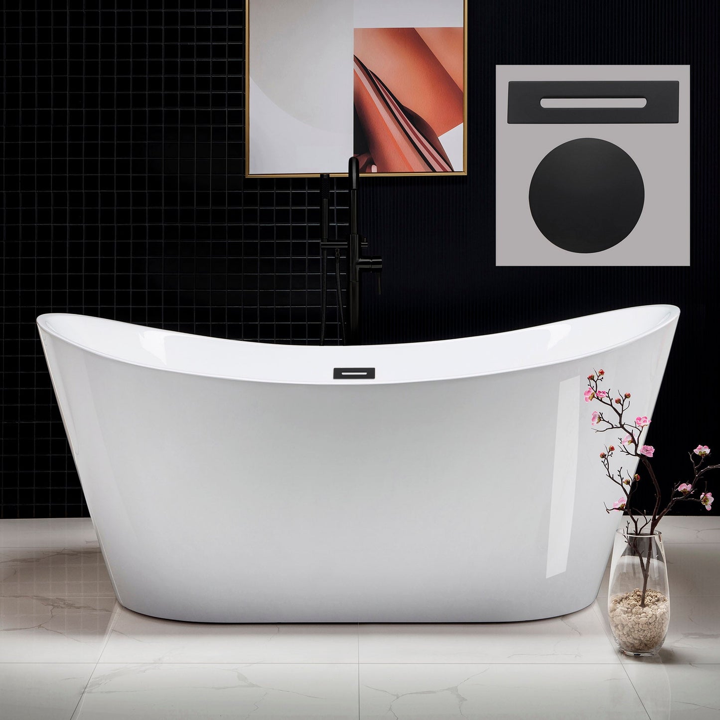 WOODBRIDGE 67" Acrylic Freestanding Bathtub Contemporary Soaking Tub