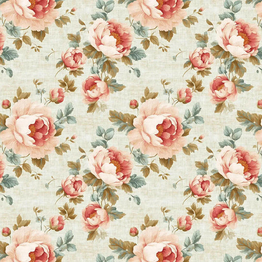 Blushing Peony Linen Weave