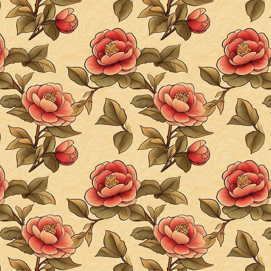 Coral Bloom Chinoiserie Wallpaper