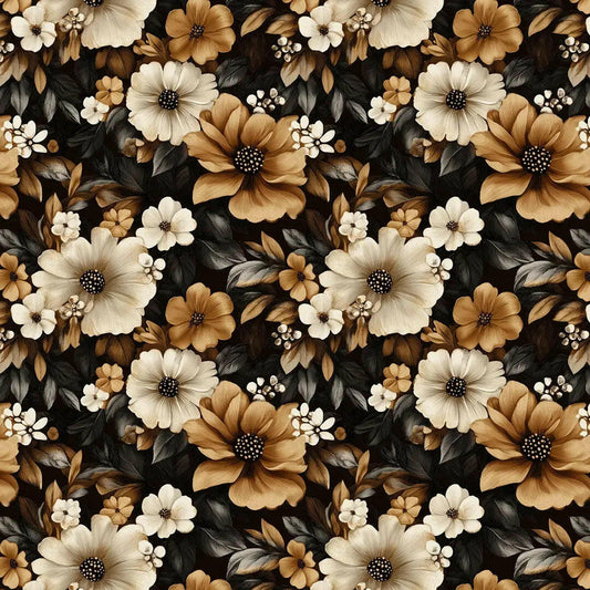 Golden Sepia Blooms Wallpaper