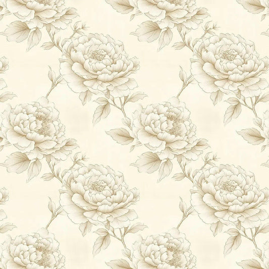 Heirloom Peony Etching Wallpaper