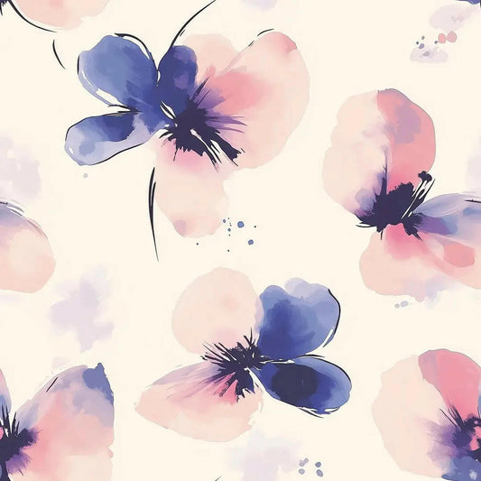 Indigo Blush Watercolor Blooms