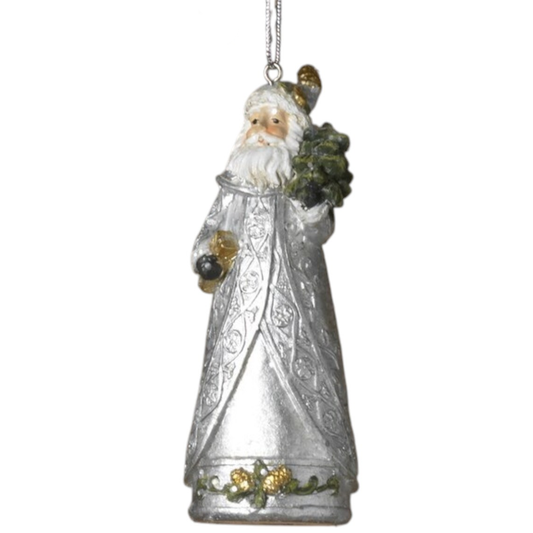 Silver Vintage Santa Ornament -