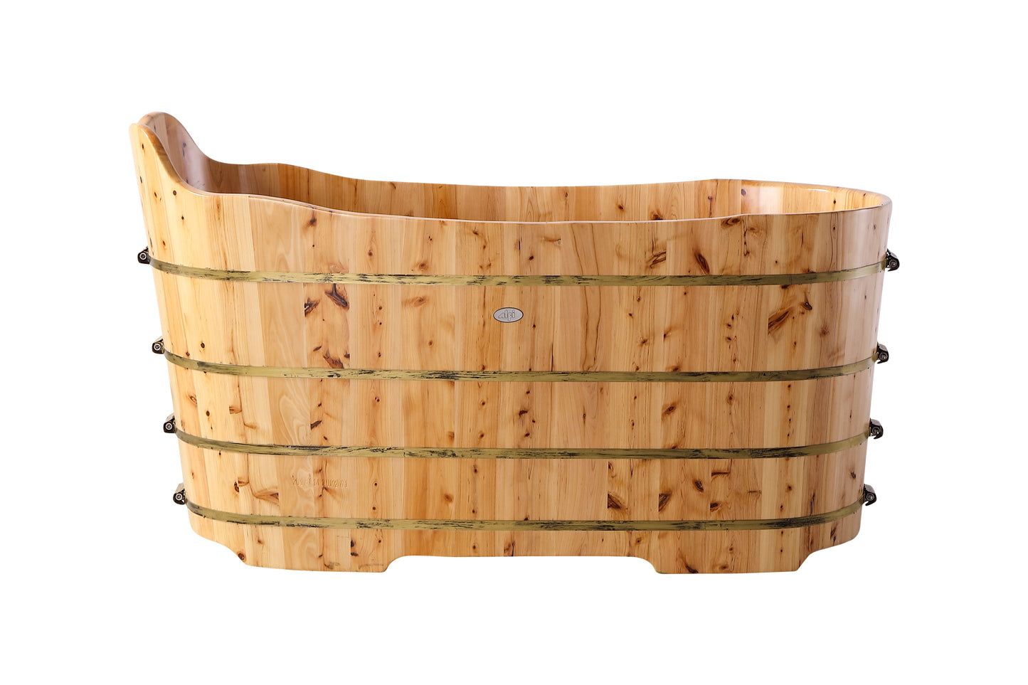 ALFI brand AB1103 59" Free Standing Cedar Wood Bathtub with Bench