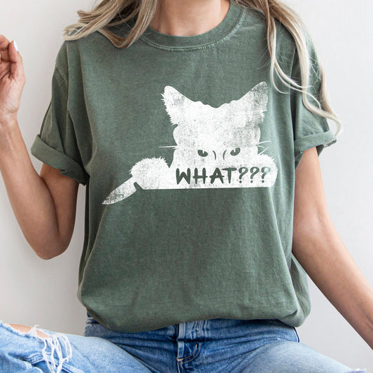 What? Cat And Knife Retro Halloween Comfort Colors Tshirt
