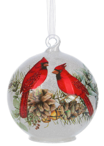 Cardinal Frost LED Glow Ornament - Pinecones