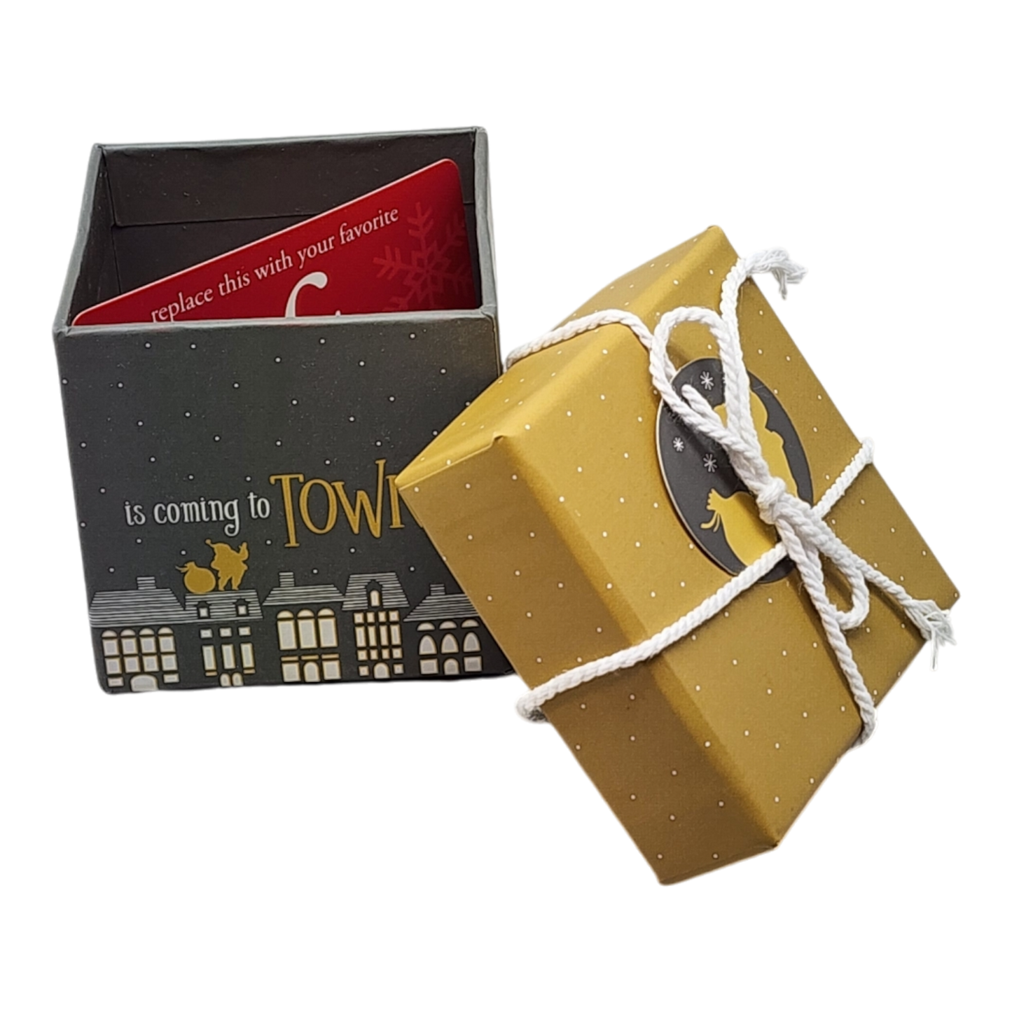 Gift Box Cube for Gift Cards - 3" x 3" - Santa Claus is Coming to Town