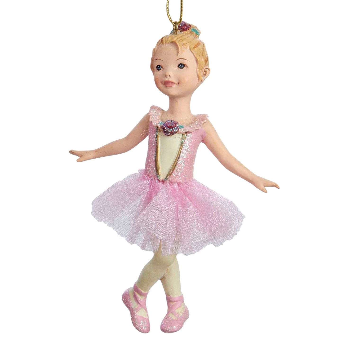 Pink Ballerina Ornament - First Position Pose
