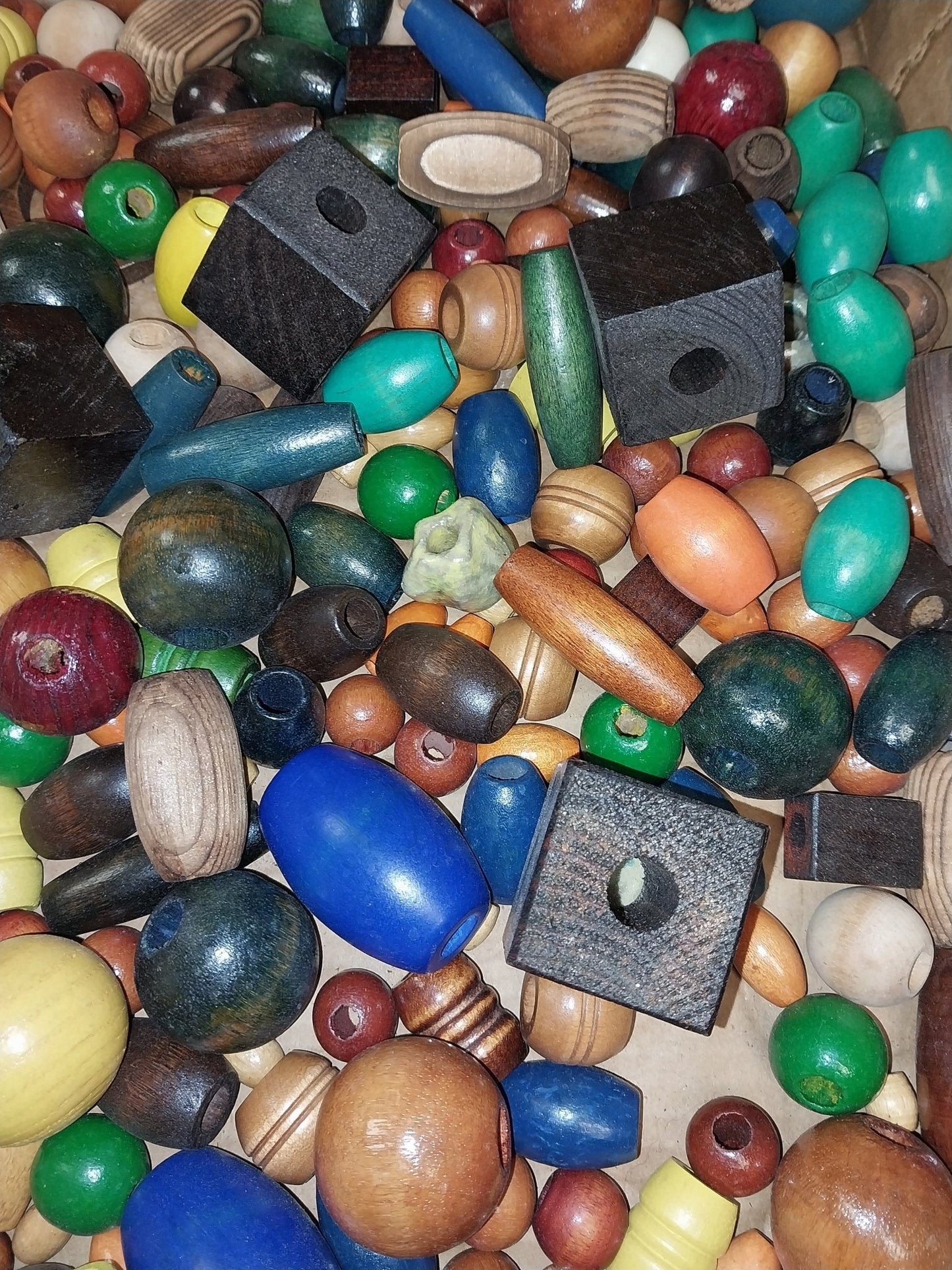 Wooden Crafting Bead Mixture – Varied Sizes, Colors, and Textures (Random Pick)