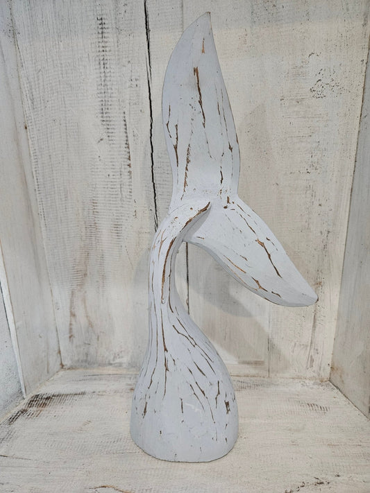 Wooden Whale Tails Tabletop Coastal Decor – 4 Colors Available (14.75" x 6")