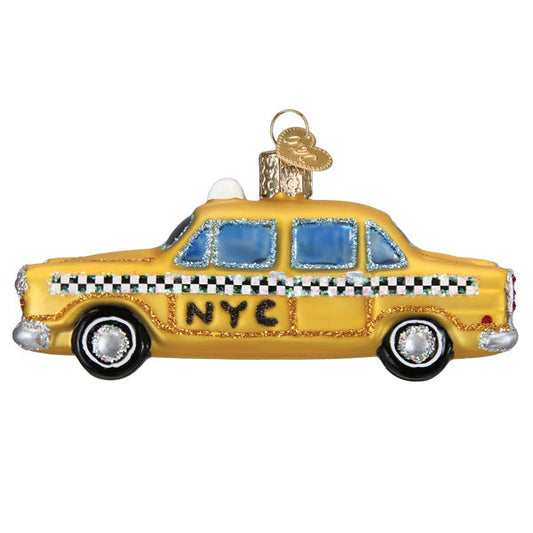 NYC Taxi Cab Glass Ornament