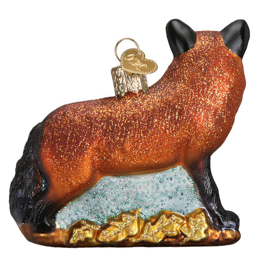 Red Fox Glass Ornament