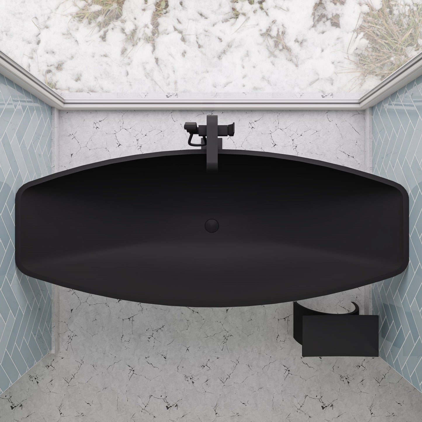 ALFI brand AB2180 Single Lever Floor Mounted Tub Filler Mixer w Hand Held Shower Head