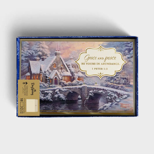 Thomas Kinkade - Grace and Peace Be Yours - 18 Christmas Boxed Cards and Envelopes
