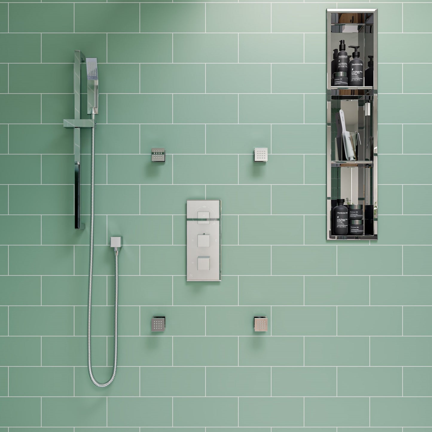 ALFI brand AB2801 3-Way Thermostatic Valve Shower Mixer Square Knobs