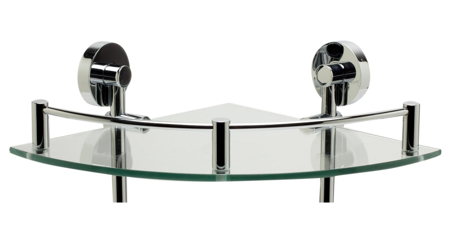 ALFI brand AB9548 Polished Chrome Corner Mounted Double Glass Shower Shelf Bathroom Accessory