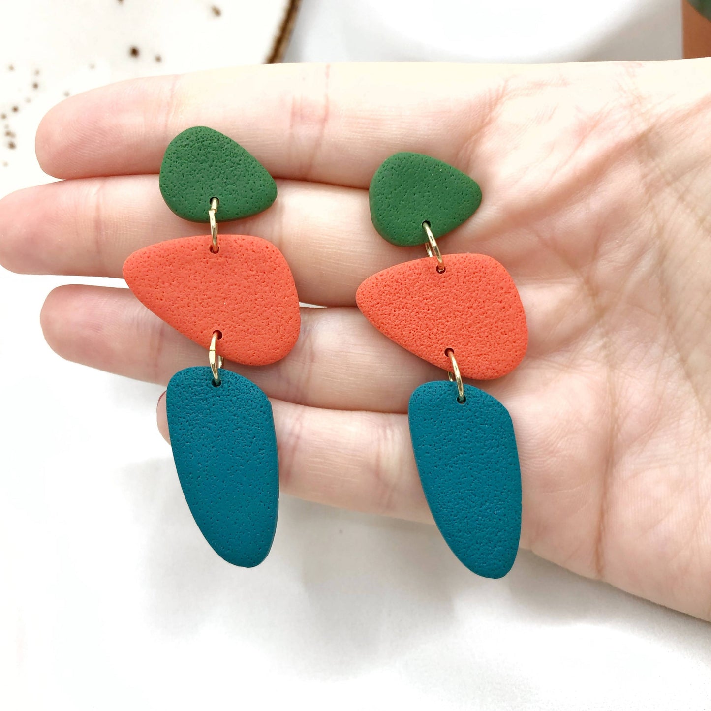 Autumn Trio Handmade Polymer Clay Earrings - Stylish Anti Allergic | Gift Shop & Gift Wrapping | Kitchen + Metal