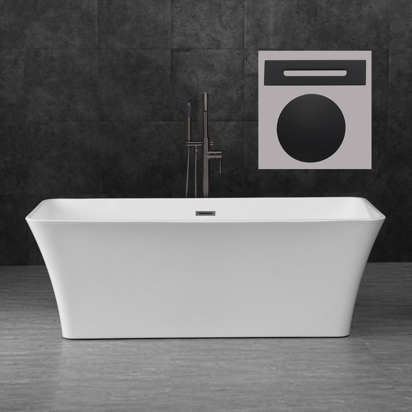 WOODBRIDGE 67" Acrylic Freestanding Bathtub Contemporary Soaking Tub