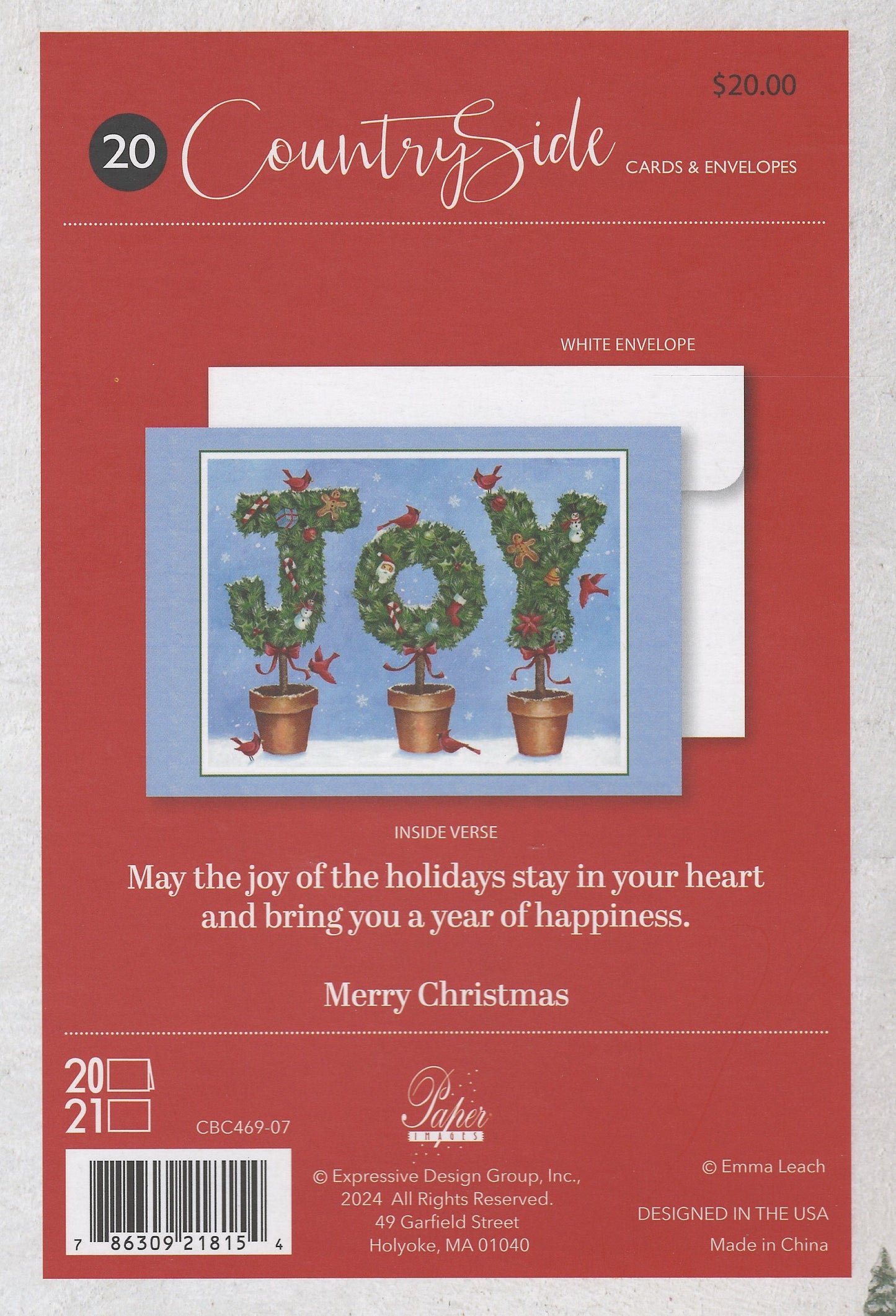 Countryside Christmas Boxed Cards - Set of 20 - Joy Topiary