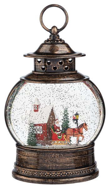 Swirling Lighted Glitterdome - Santa Winter Scene
