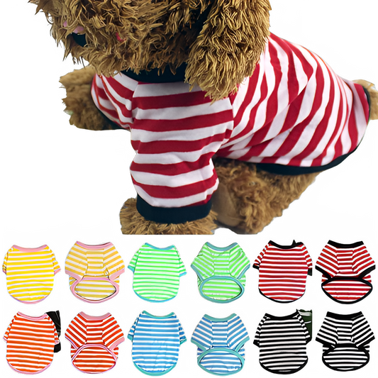 Stripe Spring Dog T-shirt Soft Small Medium Dog Puppy Clothing Shirt Vest Printed Pet Dog Puppy Vest T-shirt Dog Cloth