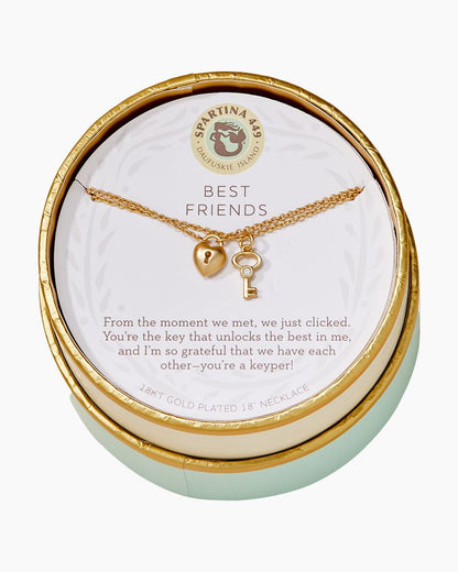 Sea La Vie Necklace 18" - Best Friends Heart & Key (2-Piece Set)