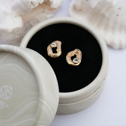 Oasis Ear Studs – Sterling Silver & Gold with Blue Topaz