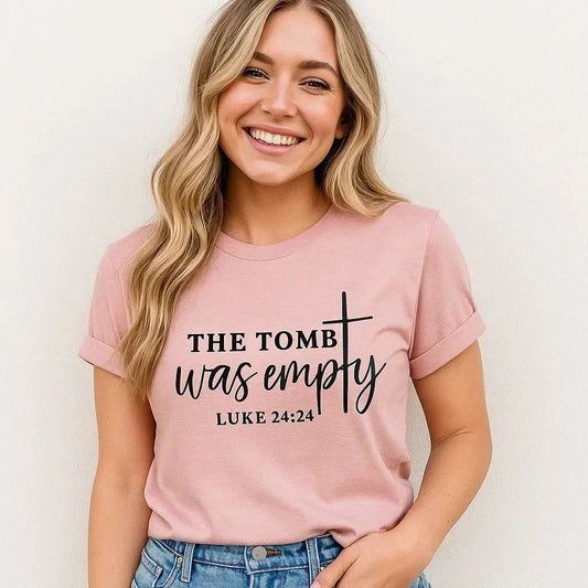 The Tomb Was Empty T-Shirt, Faith Apparel, Luke 24:24